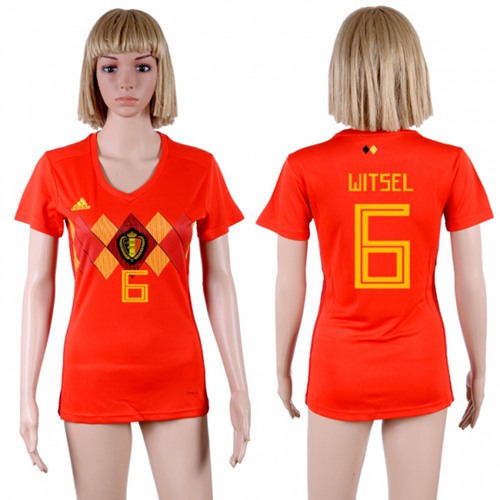 Women's Belgium #6 Witsel Red Home Soccer Country Jersey - Click Image to Close